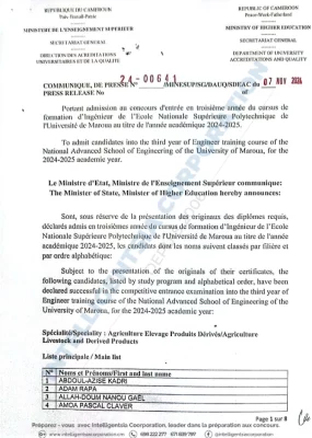 Résultat concours ENSPM 3e annee 2024