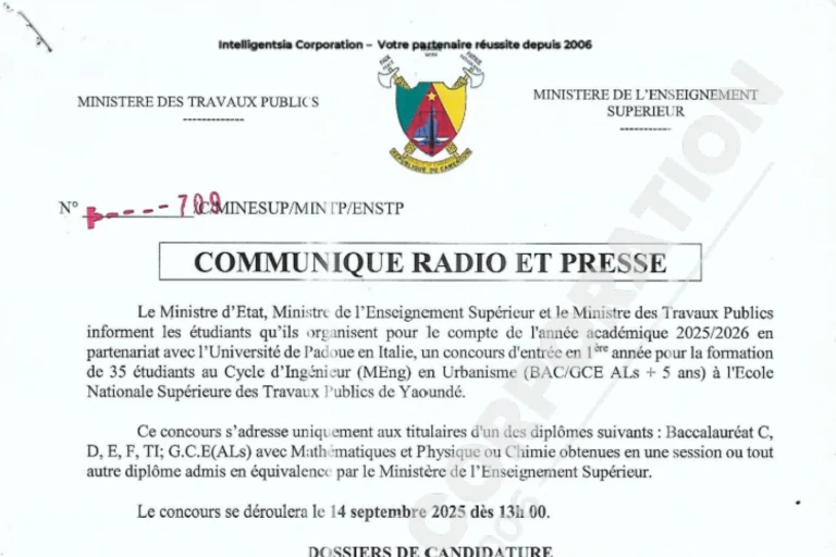 Concours ENSTP 2025 1ère année cycle Ingénieur en Urbanisme