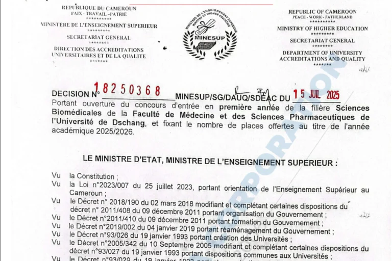 Concours Sciences Biomédicales 2025 – Université de Dschang : Inscription, Épreuves & Conditions