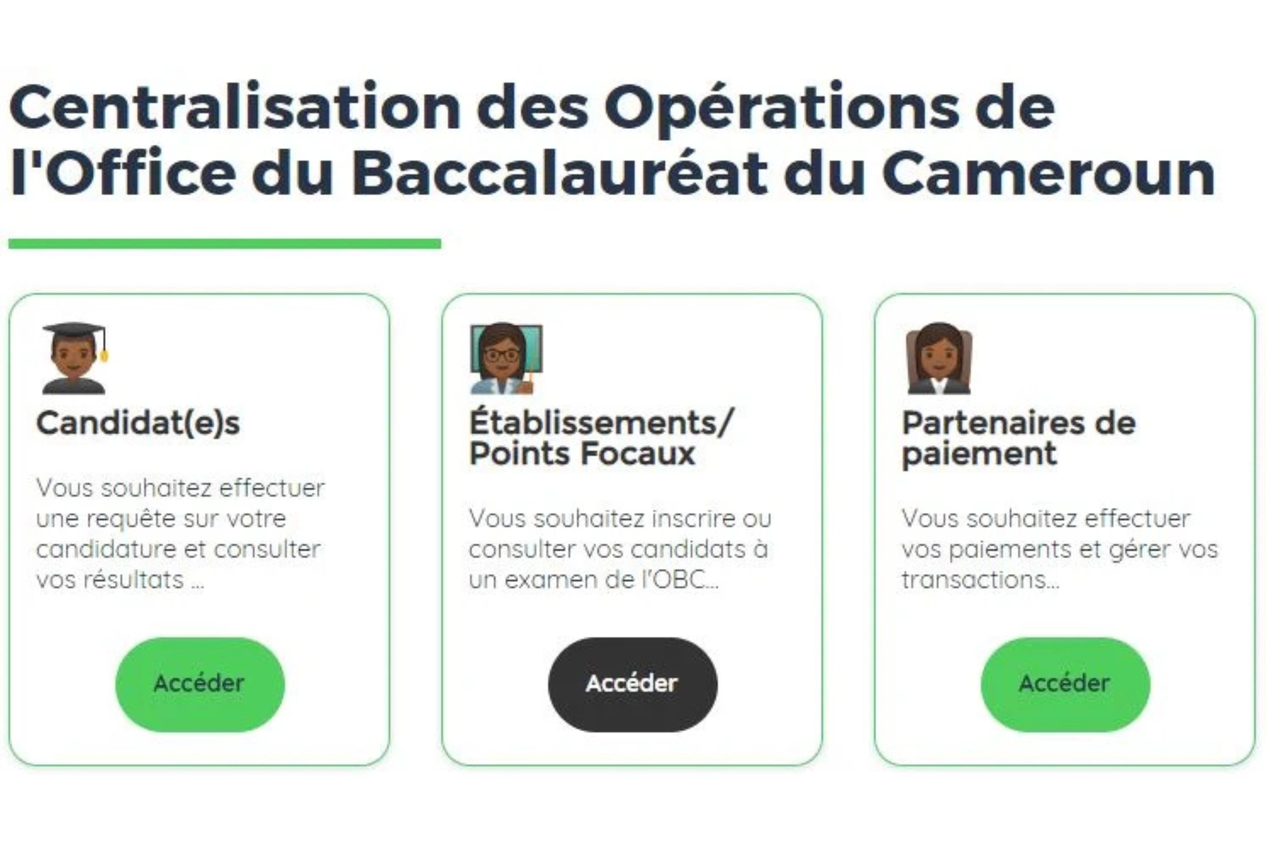 La plateforme officielle de l’Office du Baccalauréat du Cameroun est en ligne