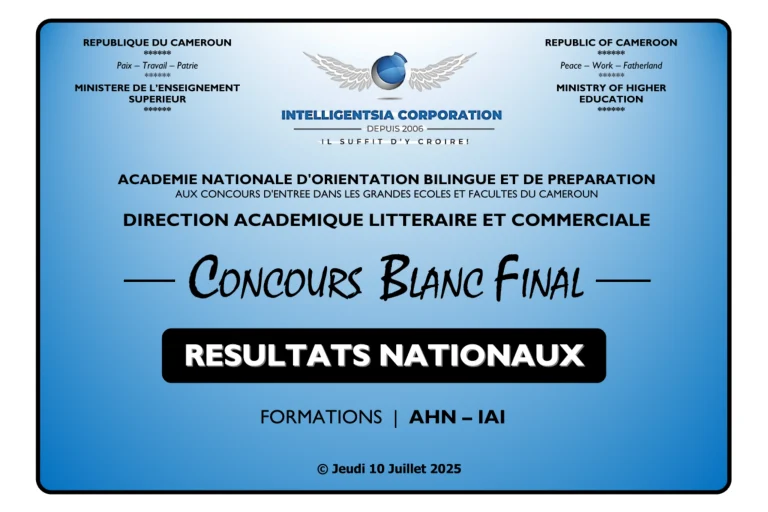 Résultats Officiels du Concours Blanc Final Polytechnique AHN et IAI Cameroun 2025