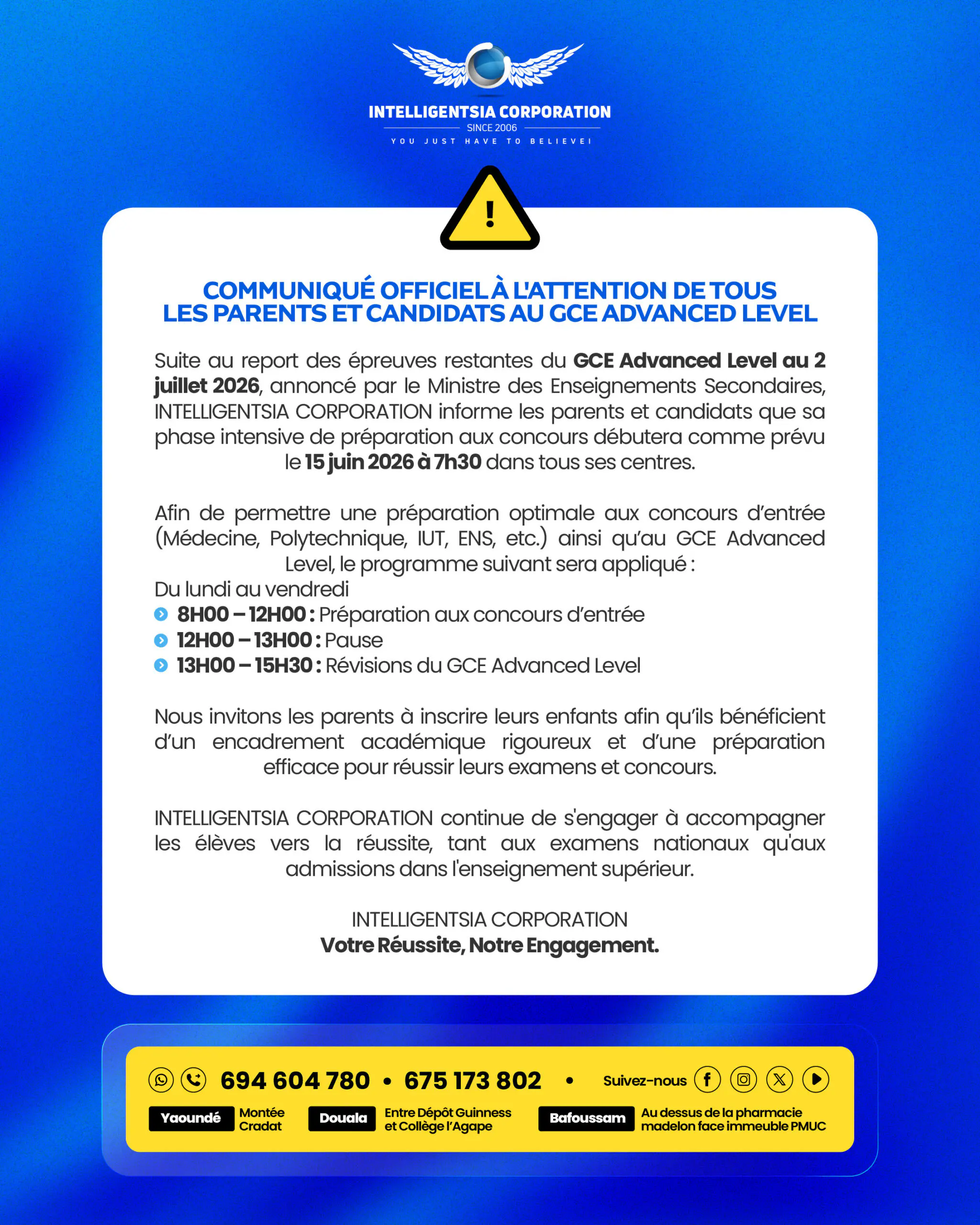 Official Announcement: Intensive GCE Advanced Level & Competitive Entrance Preparation Program 2026
