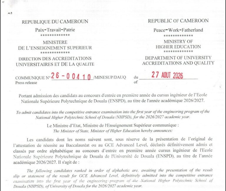 Résultats du Concours ENSPD 2026/2027 1ère Année Ingénieur