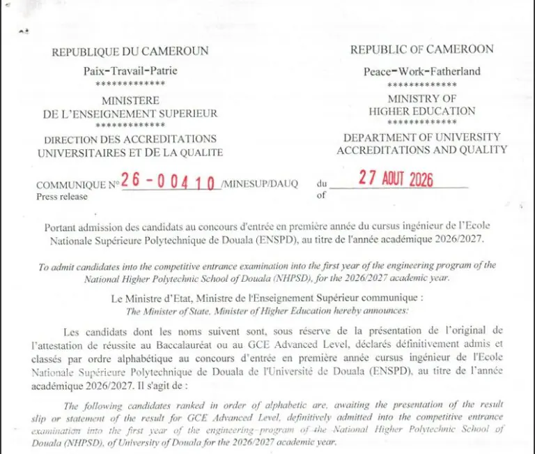 Résultats du Concours ENSPD 2026/2027 1ère Année Ingénieur