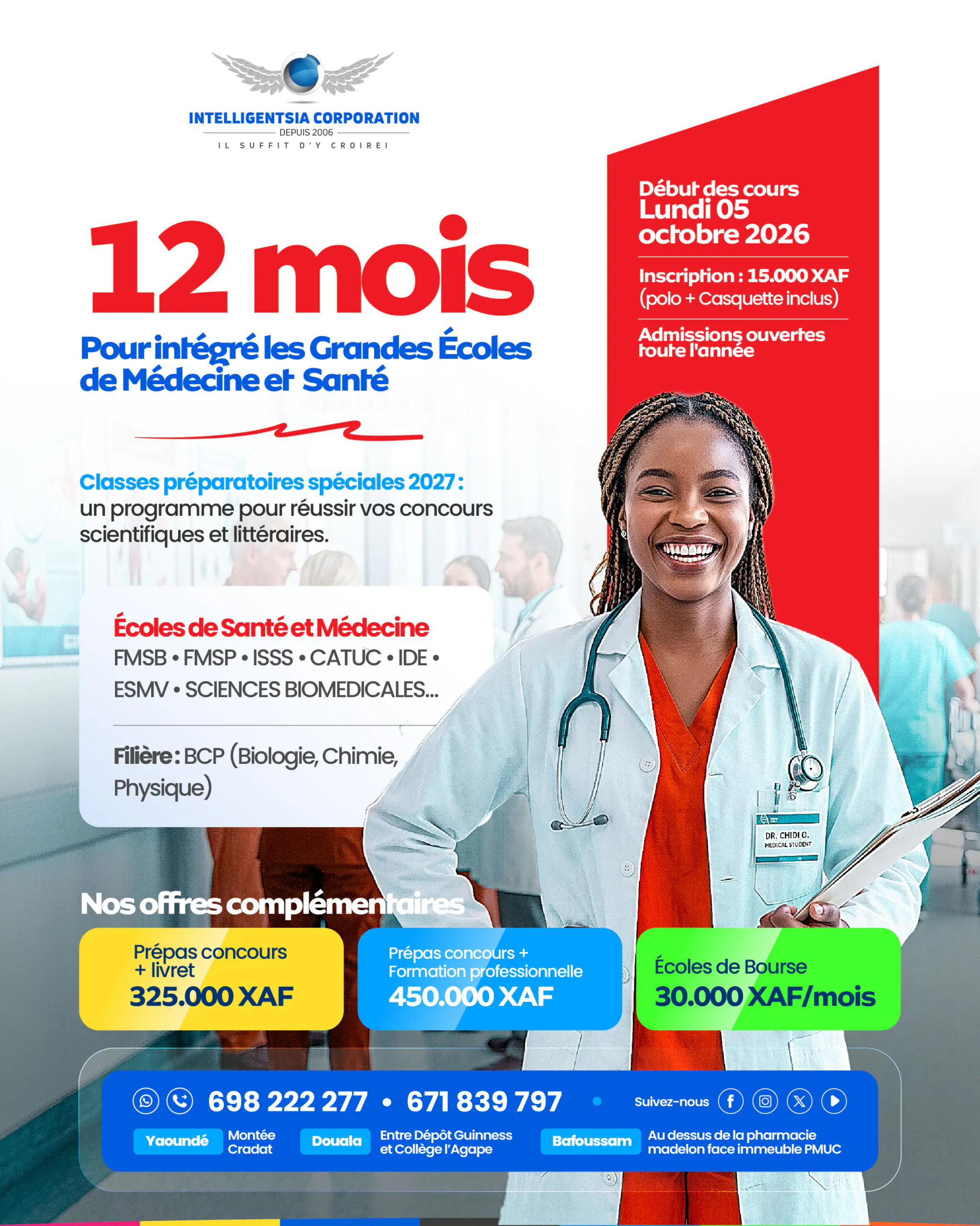 Classes Préparatoires Spéciales 2027 Médecine et Santé — Intelligentsia Corporation — 12 mois pour intégrer les grandes écoles, rentrée le 5 octobre 2026