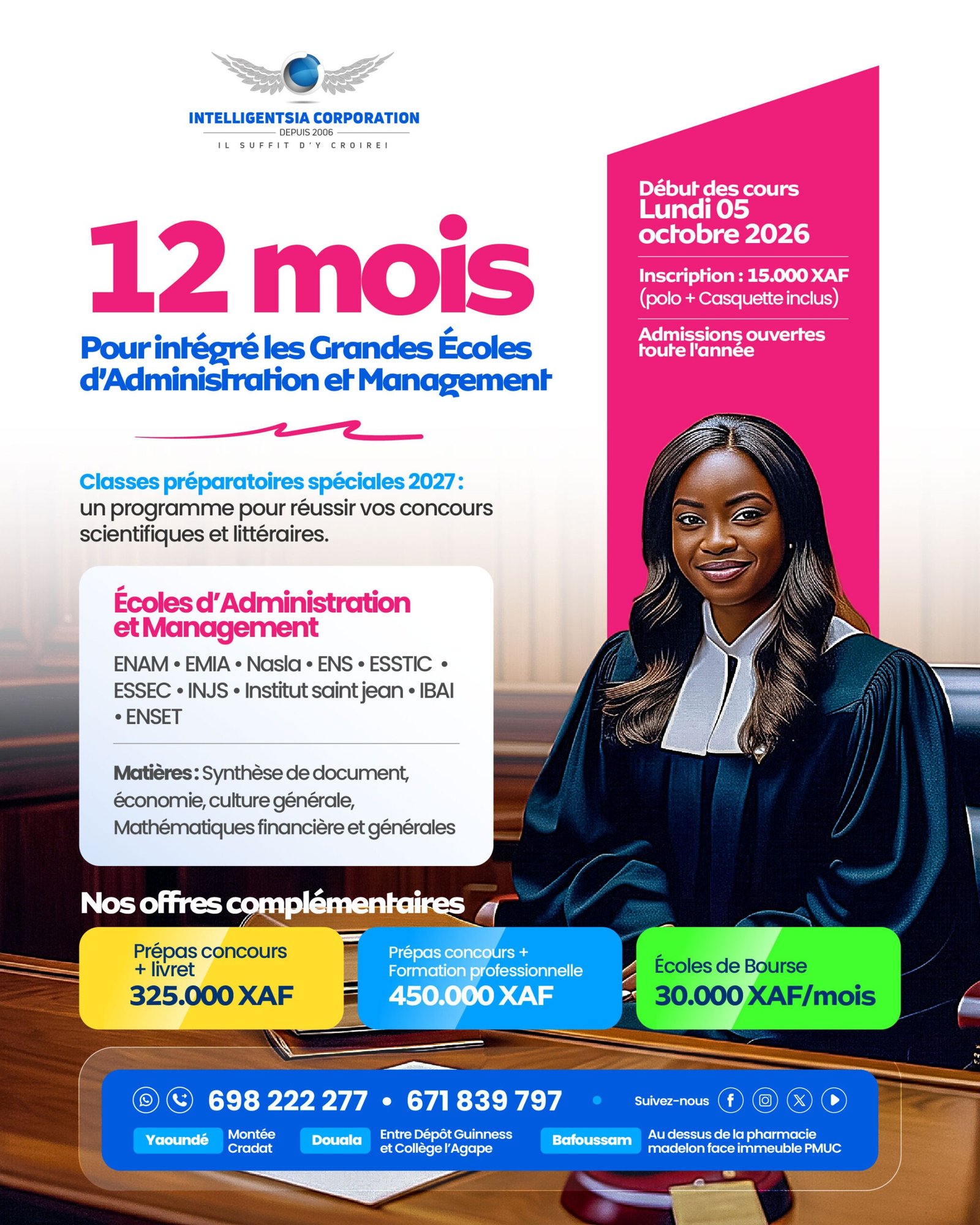Classes Préparatoires Spéciales 2027 Administration et Management — Intelligentsia Corporation — 12 mois pour intégrer les grandes écoles, rentrée le 5 octobre 2026