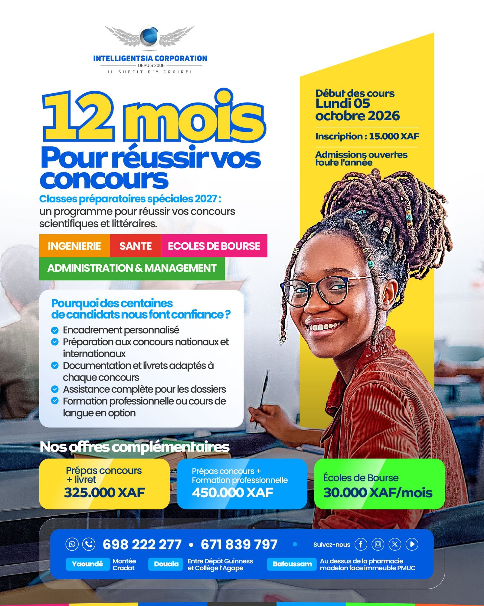 Classes Préparatoires Spéciales 2027 — Intelligentsia Corporation — 12 mois pour réussir vos concours, début des cours le 5 octobre 2026